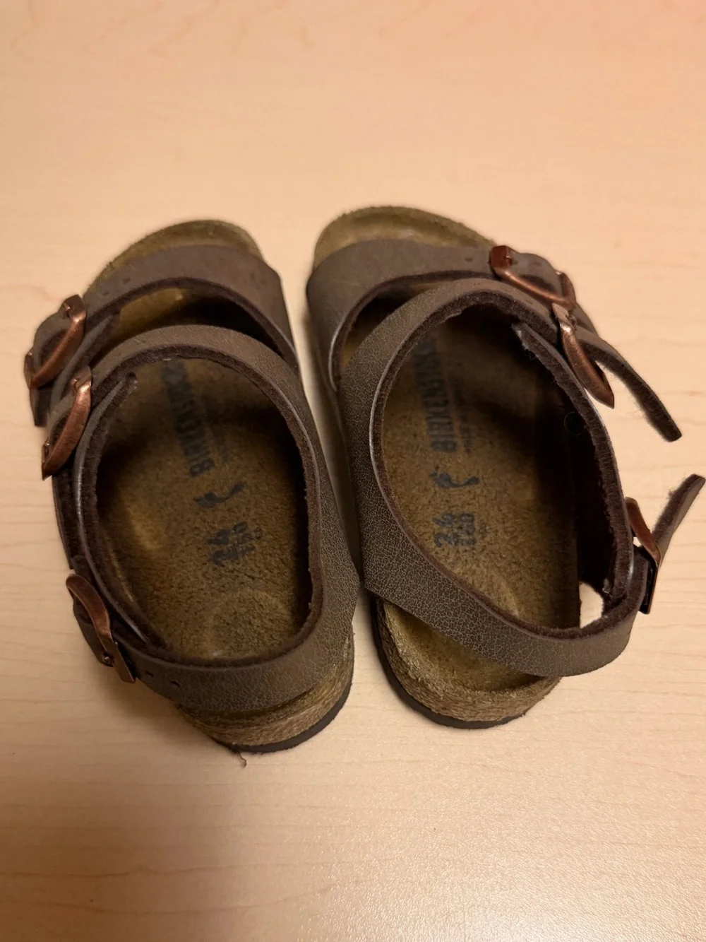 Kids Birkenstock Brown Roma Slingback Adjustable Strap Sandals